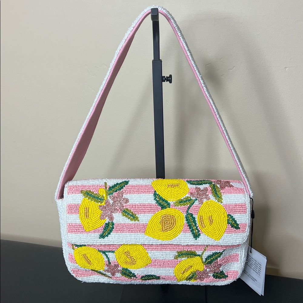 America & Beyond | Beaded Lemon Shoulder Bag 🍋